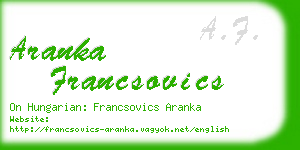 aranka francsovics business card